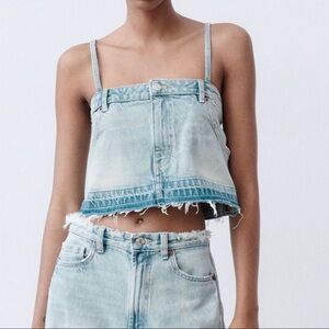 ZARA NWT Denim Crop Top